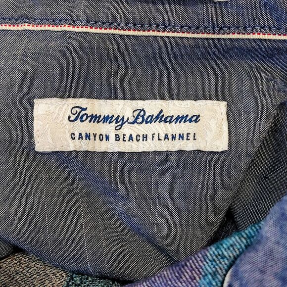 Tommy Bahama Canyon Beach Flannel Men's Large Shirt Button Up Lightweight - Picture 6 of 12